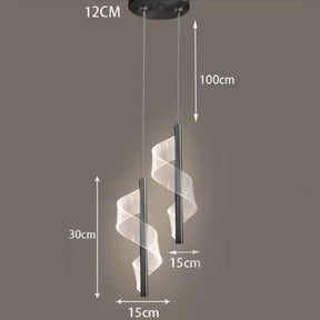 Lustre Pendente Espiral Acrílico LEDZ – Dourado/Preto – 1 ou 2 Pendentes