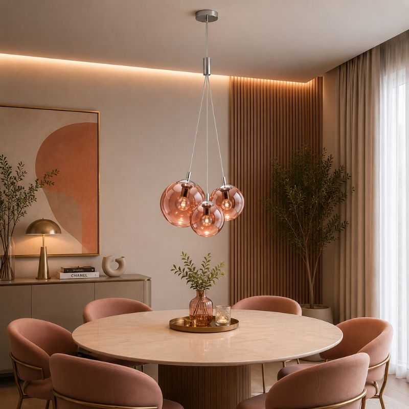 Lustre Pendente Design Italiano Vetro Chiaro Fascio LEDZ - Conjunto de 3 Globos (10cm/12cm/15cm)