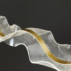 Lustre Pendente de Luxo Ondas em Efeito Cristal LEDZ - 80cm - Preto ou Dourado