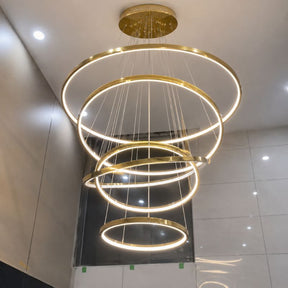 Lustre Pendente de Luxo para Pé-Direio Duplo Atena LEDZ – 5 Anéis (3 metros) / 4 Anéis (2 metros)