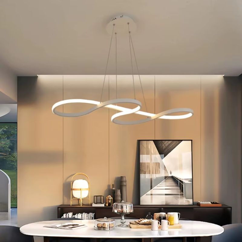 Lustre Pendente Minimalista Orgânico Nature LEDZ - Preto / Branco / Dourado – 75cm / 92cm