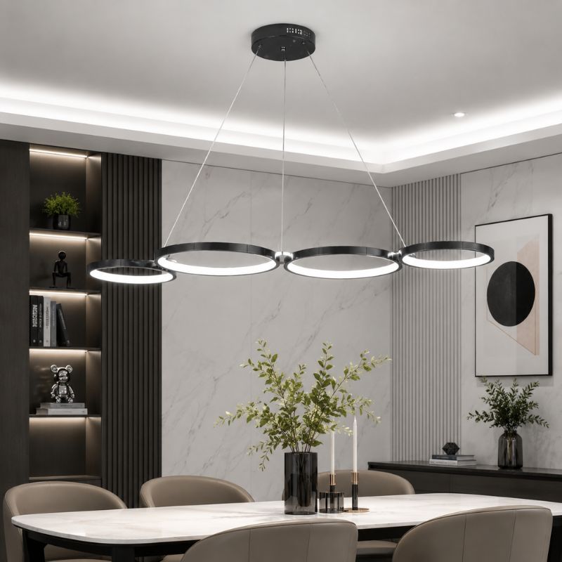 Lustre Pendente Minimalista Orgânico Firenze LEDZ – Dourado/Prata/Preto – 107cm