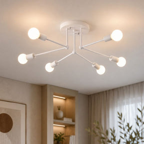 Lustre Plafon Sputnik Estilo Moderno Axial LEDZ – 6 ou 8 Lâmpadas – Preto/Branco/Dourado