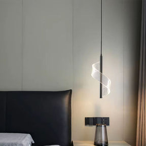 Lustre Pendente Espiral Acrílico LEDZ – Dourado/Preto – 1 ou 2 Pendentes