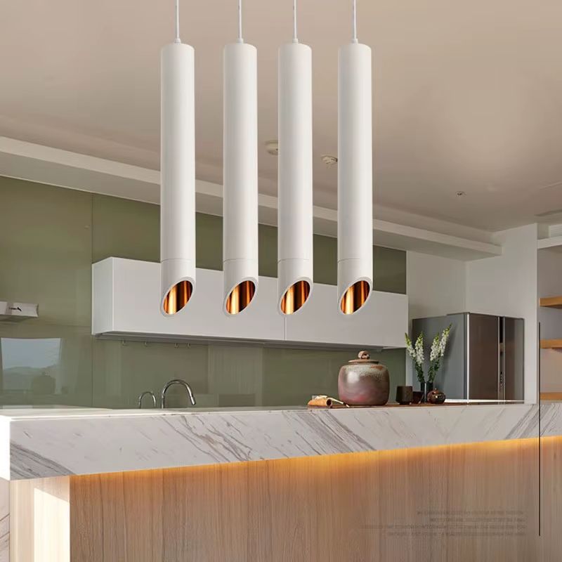 Lustre Pendente Moderno Minimalista Tubular Domus Ledz – Preto/Branco – 25cm/30cm/40cm/50cm