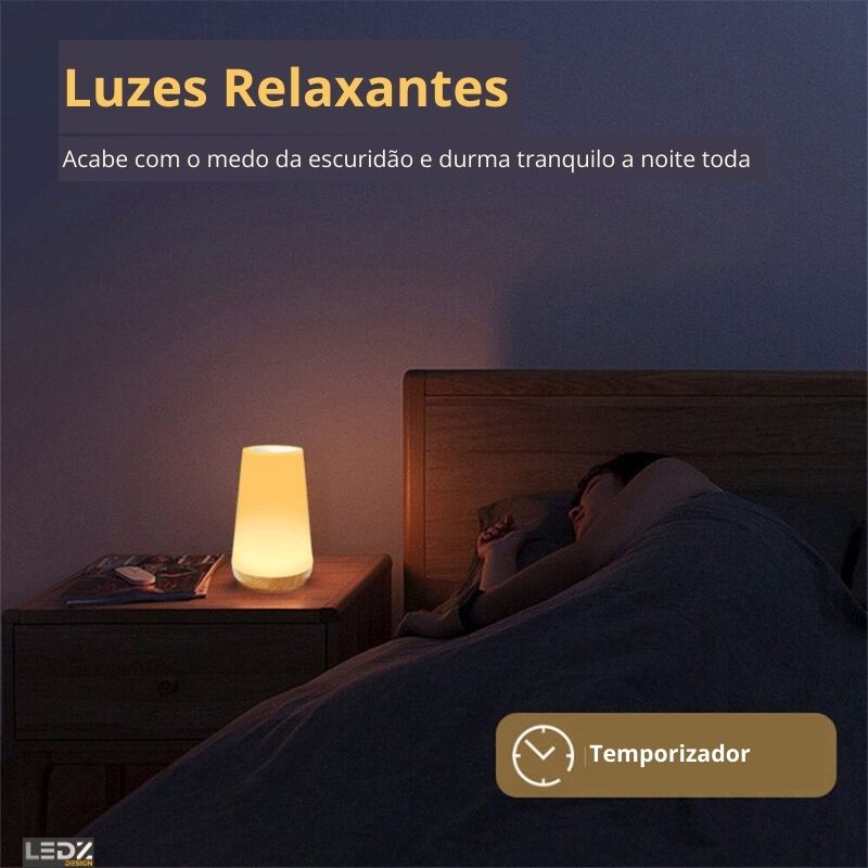 Luminária Touch USB - 13 Cores e 5 Intensidades