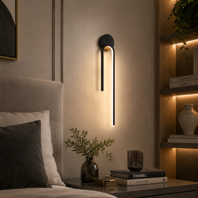 Luminária Arandela de Parede Minimalista Duetto LEDZ – Preto ou Dourado