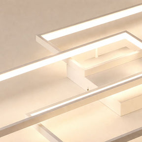 Lustre Luminária de Teto Geométrico Retangular Minimalista Com Controle Remoto e App de Celular – Preto/Branco/Dourado – 60cm/78cm