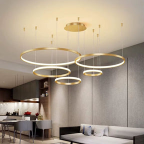Lustre Pendente de Luxo Coliseum LEDZ - 3, 4 ou 5 Anéis - Preto/Branco/Dourado