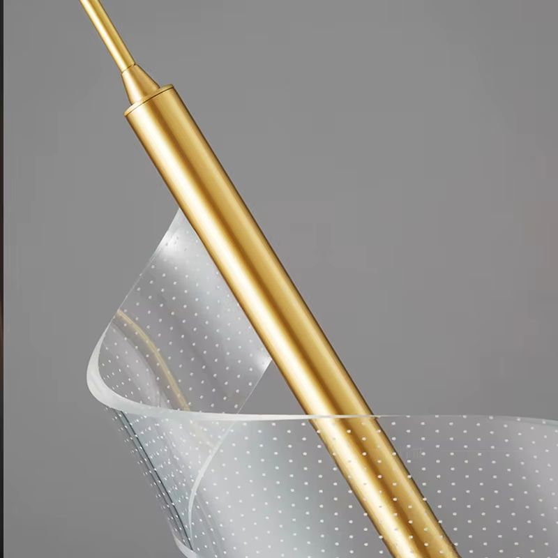 Lustre Pendente Espiral Acrílico LEDZ – Dourado/Preto – 1 ou 2 Pendentes