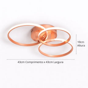 Lustre Luminária de Teto Minimalista Circular/Quadrado Rose Gold Vittara LEDZ – Com Controle Remoto e App de Celular
