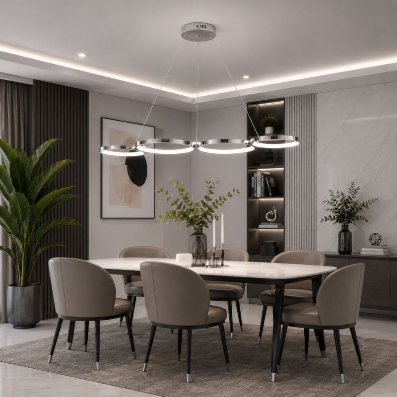 Lustre Pendente Minimalista Orgânico Firenze LEDZ – Dourado/Prata/Preto – 107cm