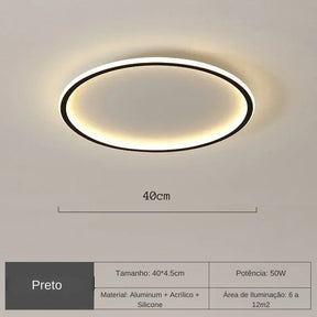 Luminária de Teto Plafon Circular Slim Led - 20cm/30cm/40cm/50cm/60cm/80cm