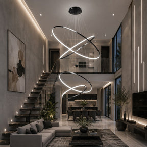 Lustre Pendente de Luxo para Pé-Direio Duplo Atena LEDZ – 5 Anéis (3 metros) / 4 Anéis (2 metros)