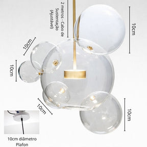 Lustre Pendente Design Italiano Vetro a Bolle Led - 1 Bolha / 4 Bolhas / 6 Bolhas