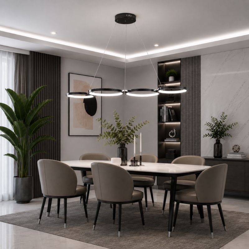 Lustre Pendente Minimalista Orgânico Firenze LEDZ – Dourado/Prata/Preto – 107cm