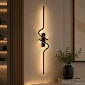 Luminária Arandela de Parede Minimalista Estilo Nordico Sorelle Slim LEDZ – 60cm/80cm/100cm – Dourado/Preto