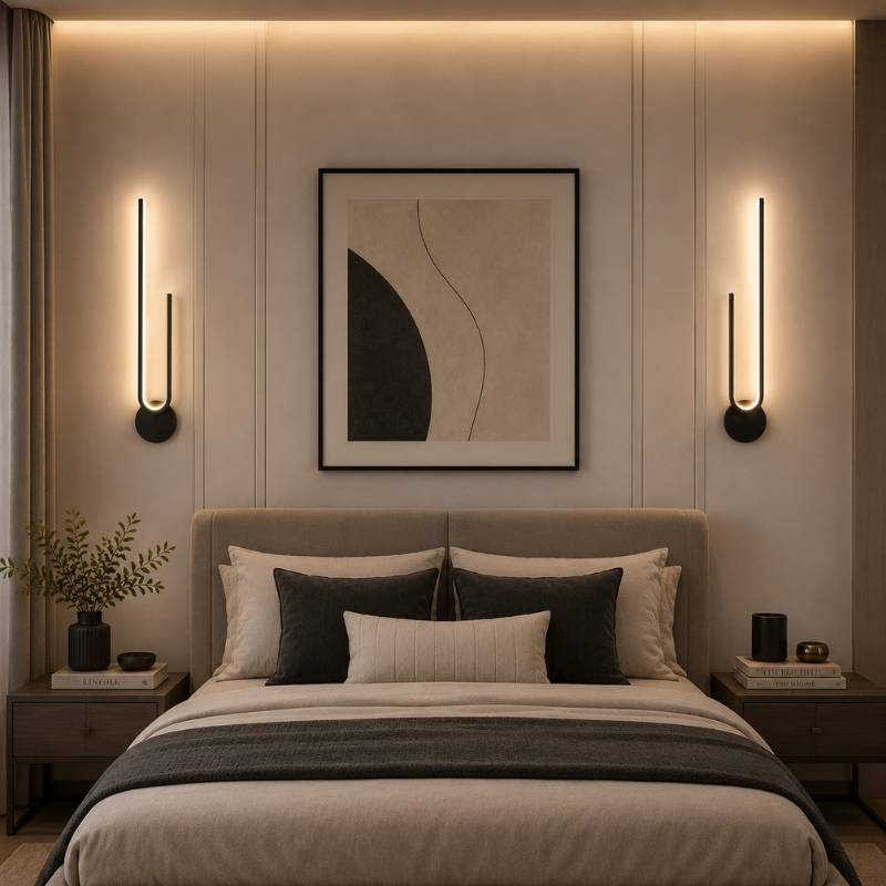 Luminária Arandela de Parede Minimalista Duetto LEDZ – Preto ou Dourado