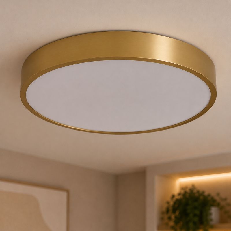 Luminária de Teto Plafon Slim Circular em Cobre Escovado Turim LEDZ – 20cm/30cm/40cm/50cm