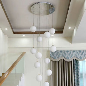 Lustre Pendente de Luxo para Pé-Direito Duplo Globos Estilo Clássico LEDZ -  Dourado/Prata – 6 Globos / 9 Globos / 12 Globos / 18 Globos / 24 Globos