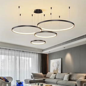 Lustre Pendente de Luxo Coliseum LEDZ - 3, 4 ou 5 Anéis - Preto/Branco/Dourado
