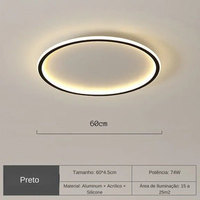 Luminária de Teto Plafon Circular Slim Led - 20cm/30cm/40cm/50cm/60cm/80cm