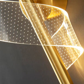 Lustre Pendente Espiral Acrílico LEDZ – Dourado/Preto – 1 ou 2 Pendentes