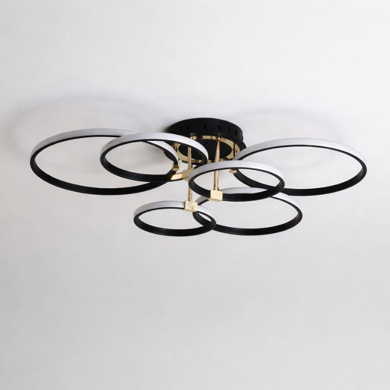 Lustre Luminária de Teto Circular Minimalista Com Controle Remoto e App de Celular Livorno LEDZ – Dourado / Prata / Preto – 61cm / 80cm