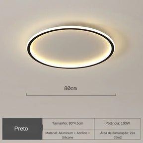 Luminária de Teto Plafon Circular Slim Led - 20cm/30cm/40cm/50cm/60cm/80cm
