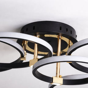 Lustre Luminária de Teto Circular Minimalista Com Controle Remoto e App de Celular Livorno LEDZ – Dourado / Prata / Preto – 61cm / 80cm