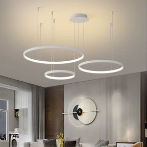 Lustre Pendente de Luxo Coliseum LEDZ - 3, 4 ou 5 Anéis - Preto/Branco/Dourado