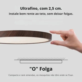 Luminária de Teto Plafon Ultra Slim LED – Circular – Textura Madeira Wall Nut – 30cm/40cm/50cm