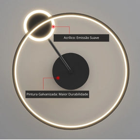 Luminária de Teto Plafon Moderno Circular Pendente Luxury LEDZ - Com Controle Remoto - 50cm