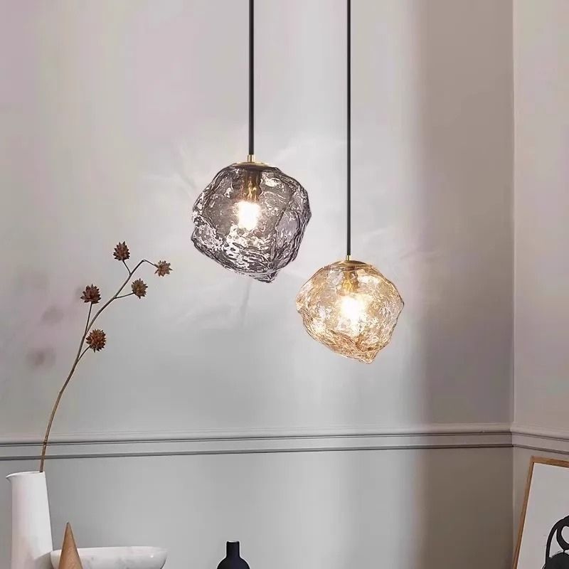 Lustre Pendente Minimalista Orgânico Torino LEDZ – Vidro – Transparente/Âmbar/Fumê – 15cm/22cm