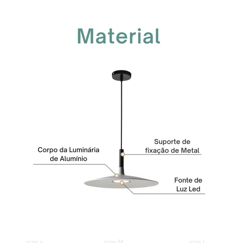 Lustre Pendente Moderno Minimalista Design UFO LEDZ - 25cm/35cm/45cm