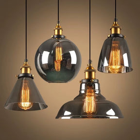 Lustre Pendente Vintage Retrô Lumière LEDZ - Fumê / Âmbar / Transparente