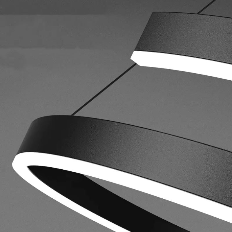 Lustre Pendente Minimalista Circular Orgânico Orbe LEDZ – Preto/Branco – 50cm/60cm/80cm
