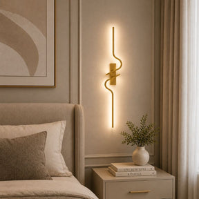 Luminária Arandela de Parede Minimalista Estilo Nordico Sorelle Slim LEDZ – 60cm/80cm/100cm – Dourado/Preto