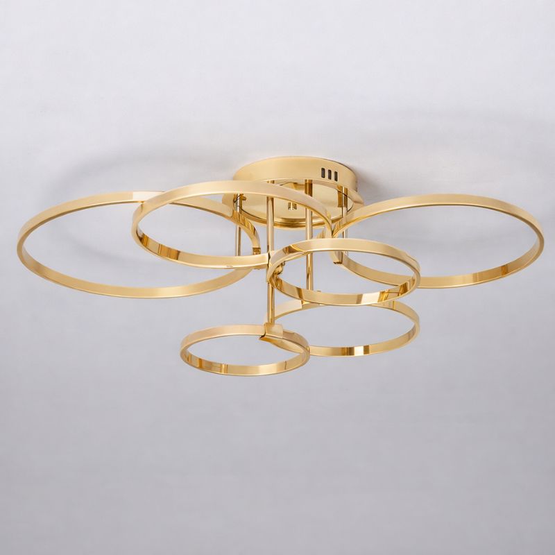 Lustre Luminária de Teto Circular Minimalista Com Controle Remoto e App de Celular Livorno LEDZ – Dourado / Prata / Preto – 61cm / 80cm