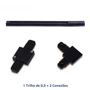 Luminária Trilho de Teto Eletrificado Modular Com Spots Ajustáveis, GU10, LEDZ - Preto/Branco
