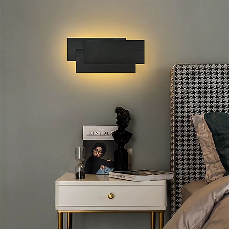 Luminária Arandela de Parede em Níveis Efeito 3D Monare LEDZ – Retangular/Circular - Preto/Branco