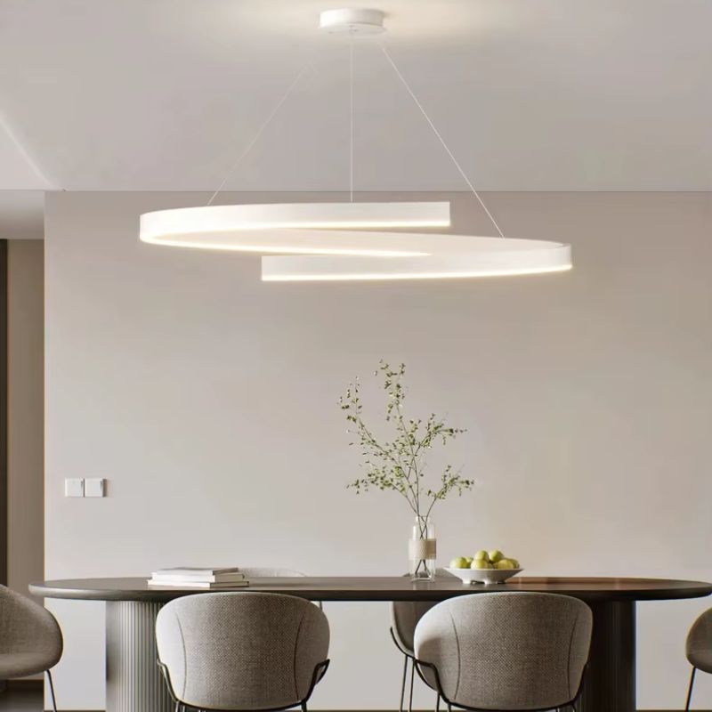 Lustre Pendente Minimalista Circular Orgânico Orbe LEDZ – Preto/Branco – 50cm/60cm/80cm