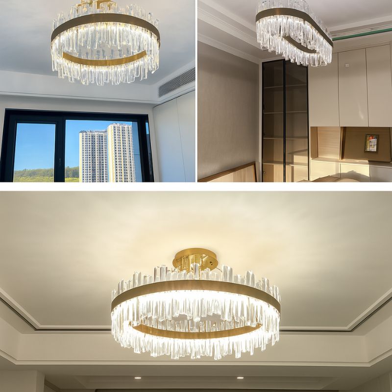 Lustre Pendente de Luxo em Cristais de Vidro Bellagio Ledz