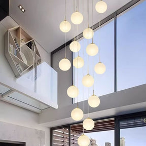 Lustre Pendente de Luxo para Pé-Direito Duplo Globos Estilo Clássico LEDZ -  Dourado/Prata – 6 Globos / 9 Globos / 12 Globos / 18 Globos / 24 Globos