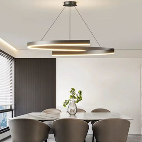 Lustre Pendente Minimalista Circular Orgânico Orbe LEDZ – Preto/Branco – 50cm/60cm/80cm