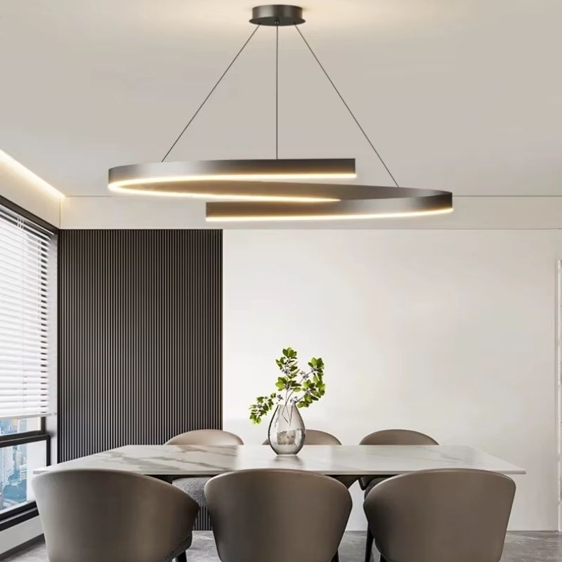 Lustre Pendente Minimalista Circular Orgânico Orbe LEDZ – Preto/Branco – 50cm/60cm/80cm