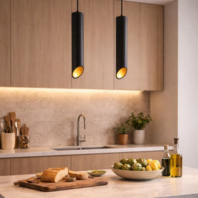 Lustre Pendente Moderno Minimalista Tubular Domus Ledz – Preto/Branco – 25cm/30cm/40cm/50cm