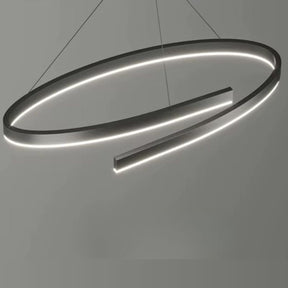 Lustre Pendente Minimalista Circular Orgânico Orbe LEDZ – Preto/Branco – 50cm/60cm/80cm