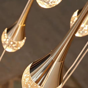 Lustre Pendente de Luxo para Pé-Direito Duplo Pingo Dourado/Preto LEDZ – 6 Pingos / 8 Pingos / 10 Pingos / 12 Pingos / 15 Pingos