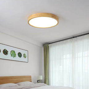 Luminária de Teto Plafon Ultra Slim Led - Circular  - Cor Madeira